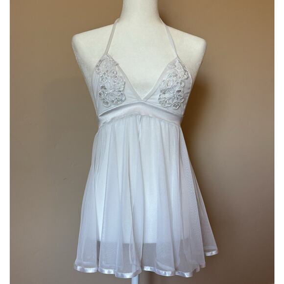 Shirley of Hollywood Other - Shirley Of Hollywood Women’s Large White Lingerie Dress Sheer Beaded Adjustable